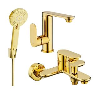 MEXEN/S Milo R40 Set umyvadlové a vanové baterie s příslušenstvím, zlato 713053R40-50 obraz