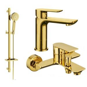 MEXEN/S Alfa DQ40 Set umyvadlové a vanové baterie s příslušenstvím, zlato 745703DQ40-50 obraz