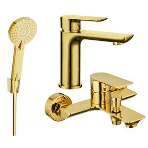 MEXEN/S Alfa R40 Set umyvadlové a vanové baterie s příslušenstvím, zlato 745703R40-50 obraz