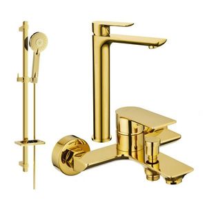 MEXEN/S Alfa DQ40 Set umyvadlové a vanové baterie s příslušenstvím, zlato 745713DQ40-50 obraz