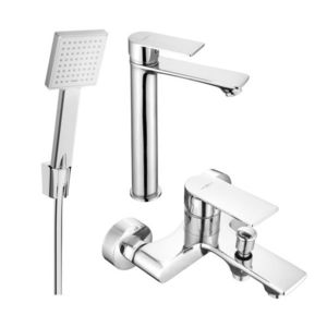 MEXEN/S Royo R45 Set umyvadlové a vanové baterie s příslušenstvím, chrom 72213R45-00 obraz