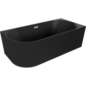 MEXEN/S Gia volně stojící rohová vana reliéf pravá 170 x 80, černá mat, sifon a přepad chrom 52701708071P-01 obraz