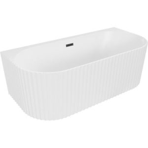 MEXEN/S Sella volně stojící vana nástěnná reliéf 150 x 75, bílá mat, sifon a přepad černá 52711507501-70 obraz
