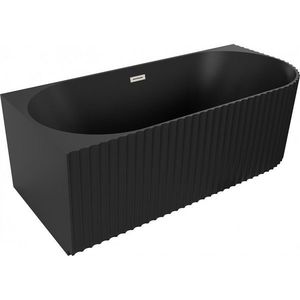 MEXEN/S Gia volně stojící rohová vana reliéf levá 150 x 75, černá mat, sifon a přepad nikl kartáčovaný 52701507571L-97 obraz