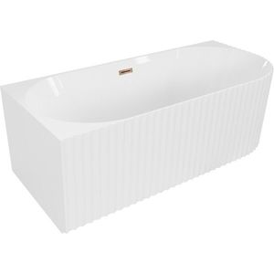 MEXEN/S Gia volně stojící rohová vana reliéf levá 170 x 80, bílá lesk, sifon a přepad růžové zlato 52701708000L-60 obraz