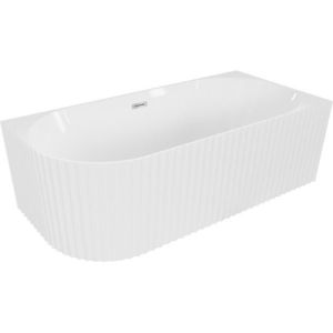 MEXEN/S Gia volně stojící rohová vana reliéf pravá 170 x 80, bílá lesk, sifon a přepad chrom 52701708000P-01 obraz