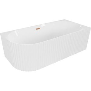 MEXEN/S Gia volně stojící rohová vana reliéf pravá 170 x 80, bílá lesk, sifon a přepad měď kartáčovaná 52701708000P-65 obraz