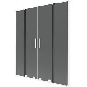 MEXEN/S Velar L Duo dvoukřídlá posuvná vanová zástěna 160 x 150, grafit, bílá 896-160-003-42-20 obraz