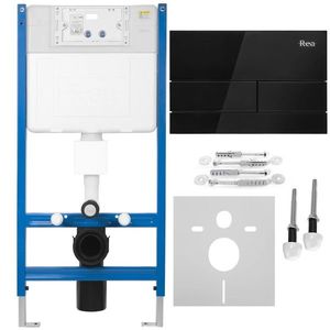 REA/S Podomítkový WC systém K011A-Q + tlačítka T Black Glass KPL-E0051 obraz
