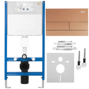 REA/S Podomítkový WC systém K011A-Q + tlačítka T Brush Copper/Rose Gold KPL-E0053 obraz