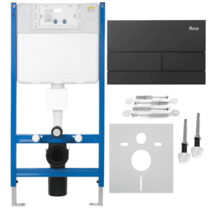 REA/S Podomítkový WC systém K011A-Q + tlačítka T Black KPL-E0056 obraz
