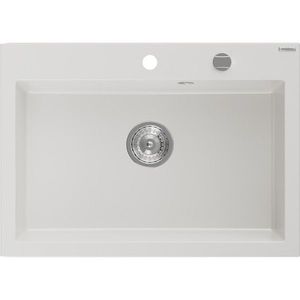 MEXEN Elix granitový dřez 1-miska 700 x 500 mm, bílá, sifon chrom 6526701005-20 obraz