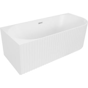 MEXEN/S Gia volně stojící rohová vana reliéf levá 150 x 75, bílá mat, sifon a přepad chrom 52701507501L-01 obraz