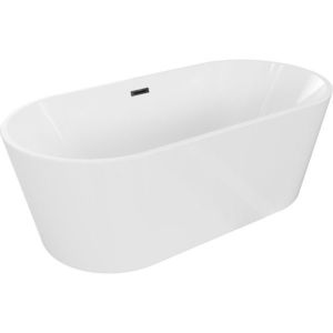 MEXEN/S Luna volně stojící vana 140 x 75, bílá, sifon a přepad černá 52031407500-70 obraz