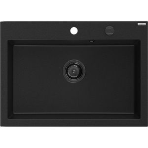 MEXEN/S Elix granitový dřez 1-miska 700 x 500 mm, černá, sifon černá 6526701005-77-B obraz