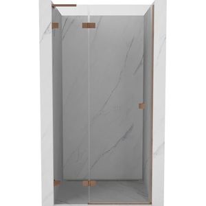 MEXEN/S Lunar L sprchové dveře křídlové levé 90, transparent, měď kartáčovaná 834L-090-000-65-00-L obraz