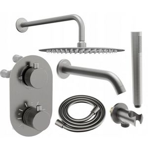 MEXEN/S Kai DR70 podomítkový vanový SET s výtokovou hubicí + slim sprcha 25, grafit 77602DR70251-66 obraz