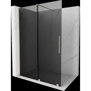 MEXEN/S Velar Sprchová zástěna posuvná Walk-in 130 x 200, grafit 8 mm, nikl kartáčovaná 871-130-000-43-97 obraz