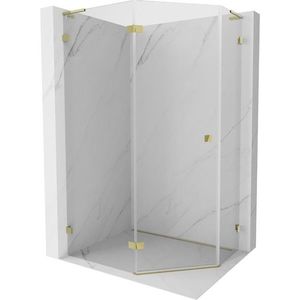 MEXEN/S Lunar L sprchový kout pětiboký křídlový levá 80 x 90, transparent, zlato 831L-080L-090P-50-00-L obraz