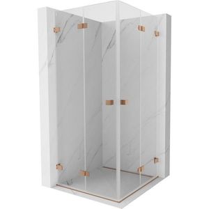 MEXEN/S Lunar-F Duo sprchový kout skládací dveře 85 x 85, transparent, měď kartáčovaná 836-085L-085P-65-00 obraz