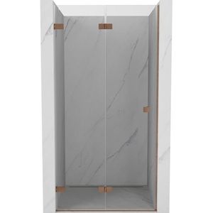 MEXEN/S Lunar-F skládací sprchové dveře levé 95, transparent, měď kartáčovaná 836-095-000-65-00-L obraz
