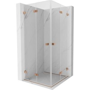 MEXEN/S Lunar-F Duo sprchový kout skládací dveře 75 x 75, transparent, měď kartáčovaná 836-075L-075P-65-00 obraz