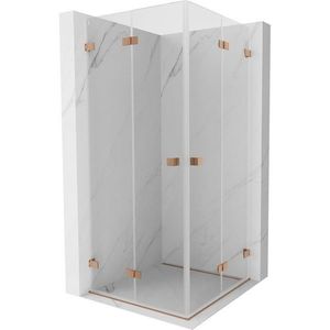 MEXEN/S Lunar-F Duo sprchový kout skládací dveře 95 x 95, transparent, měď kartáčovaná 836-095L-095P-65-00 obraz