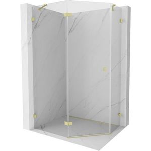MEXEN/S Lunar sprchový kout pětiboký křídlový levá 100 x 90, transparent, zlato kartáčovaná 831-100L-090P-55-00-L obraz