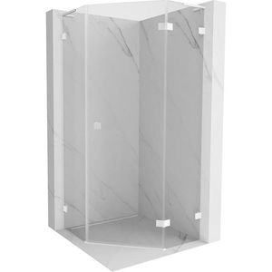 MEXEN/S Lunar L sprchový kout pětiboký křídlový pravá 90 x 90, transparent, bílá 831L-090P-090L-20-00-P obraz