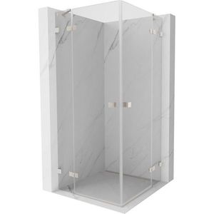 MEXEN/S Lunar Duo sprchový kout dveře křídlové 90 x 90, transparent, nikl kartáčovaný 834-090L-090P-97-00 obraz