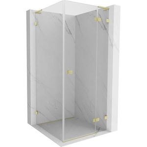 MEXEN/S Lunar L sprchový kout dveře křídlové pravá 90 x 90, transparent, zlato kartáčovaná 834L-090-090-55-00-P obraz