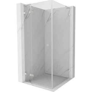 MEXEN/S Lunar L sprchový kout dveře křídlové levá 90 x 90, transparent, nikl kartáčovaný 834L-090-090-97-00-L obraz
