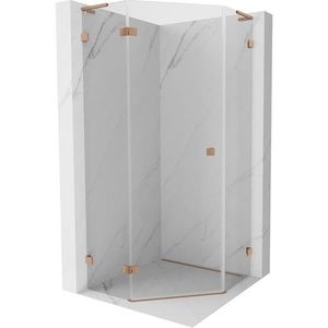MEXEN/S Lunar L sprchový kout pětiboký křídlový levá 100 x 100, transparent, měď kartáčovaná 831L-100L-100P-65-00-L obraz