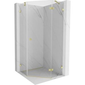 MEXEN/S Lunar sprchový kout pětiboký křídlový pravá 90 x 90, transparent, zlato kartáčovaná 831-090P-090L-55-00-P obraz