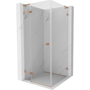 MEXEN/S Lunar L sprchový kout dveře křídlové levá 80 x 80, transparent, měď kartáčovaná 834L-080-080-65-00-L obraz