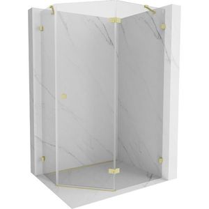 MEXEN/S Lunar sprchový kout pětiboký křídlový pravá 100 x 80, transparent, zlato kartáčovaná 831-100P-080L-55-00-P obraz