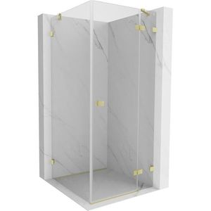 MEXEN/S Lunar sprchový kout dveře křídlové pravá 90 x 90, transparent, zlato kartáčovaná 834-090-090-55-00-P obraz