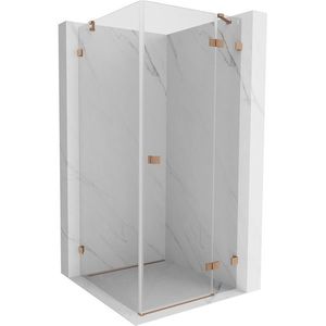 MEXEN/S Lunar sprchový kout dveře křídlové pravá 90 x 90, transparent, měď kartáčovaná 834-090-090-65-00-P obraz