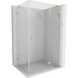 MEXEN/S Lunar sprchový kout dveře křídlové pravá 95 x 90, transparent, zlato kartáčovaná 834-095-090-55-00-P obraz