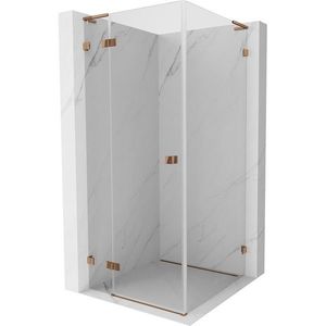 MEXEN/S Lunar L sprchový kout dveře křídlové levá 90 x 90, transparent, růžové zlato 834L-090-090-60-00-L obraz