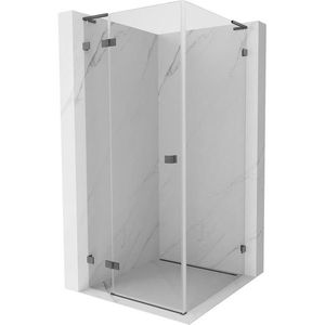 MEXEN/S Lunar L sprchový kout dveře křídlové levá 90 x 90, transparent, grafit kartáčovaná 834L-090-090-66-00-L obraz
