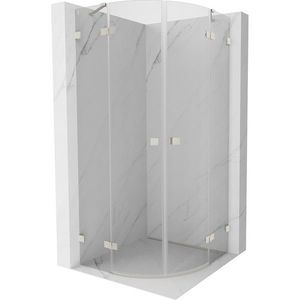 MEXEN/S Lunar sprchový kout čtvrtkruh křídlový 90 x 90, transparent, nikl kartáčovaný 833-090L-090P-97-00 obraz