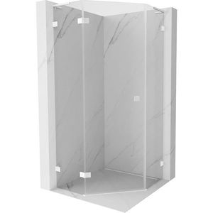 MEXEN/S Lunar L sprchový kout pětiboký křídlový levá 80 x 80, transparent, bílá 831L-080L-080P-20-00-L obraz