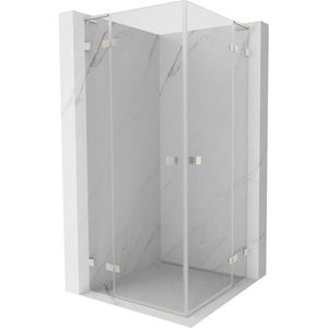 MEXEN/S Lunar L Duo sprchový kout dveře křídlové 105 x 105, transparent, nikl kartáčovaný 834L-105L-105P-97-00 obraz