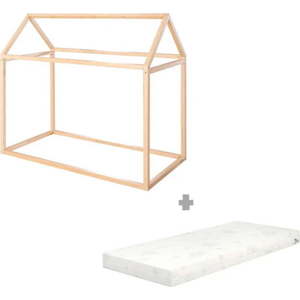 Bambusová domečková dětská postel s matrací/bez roštu 70x140 cm v přírodní barvě House Bed – Roba obraz