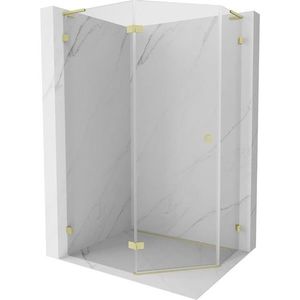 MEXEN/S Lunar L sprchový kout pětiboký křídlový levá 80 x 100, transparent, zlato kartáčovaná 831L-080L-100P-55-00-L obraz