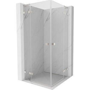 MEXEN/S Lunar L Duo sprchový kout dveře křídlové 75 x 75, transparent, nikl kartáčovaný 834L-075L-075P-97-00 obraz