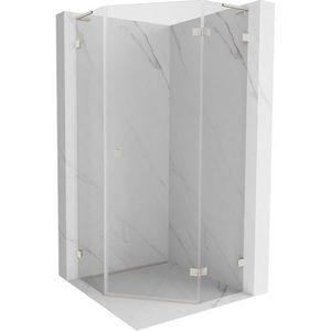MEXEN/S Lunar L sprchový kout pětiboký křídlový pravá 80 x 80, transparent, nikl kartáčovaný 831L-080P-080L-97-00-P obraz