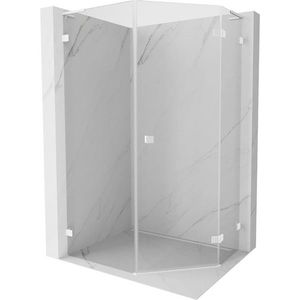 MEXEN/S Lunar L sprchový kout pětiboký křídlový pravá 80 x 90, transparent, bílá 831L-080P-090L-20-00-P obraz