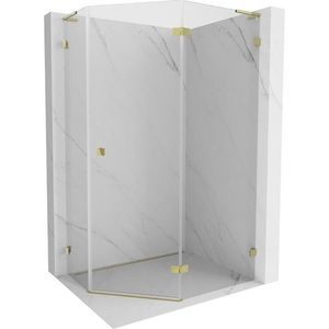 MEXEN/S Lunar L sprchový kout pětiboký křídlový pravá 80 x 90, transparent, zlato 831L-080P-090L-50-00-P obraz